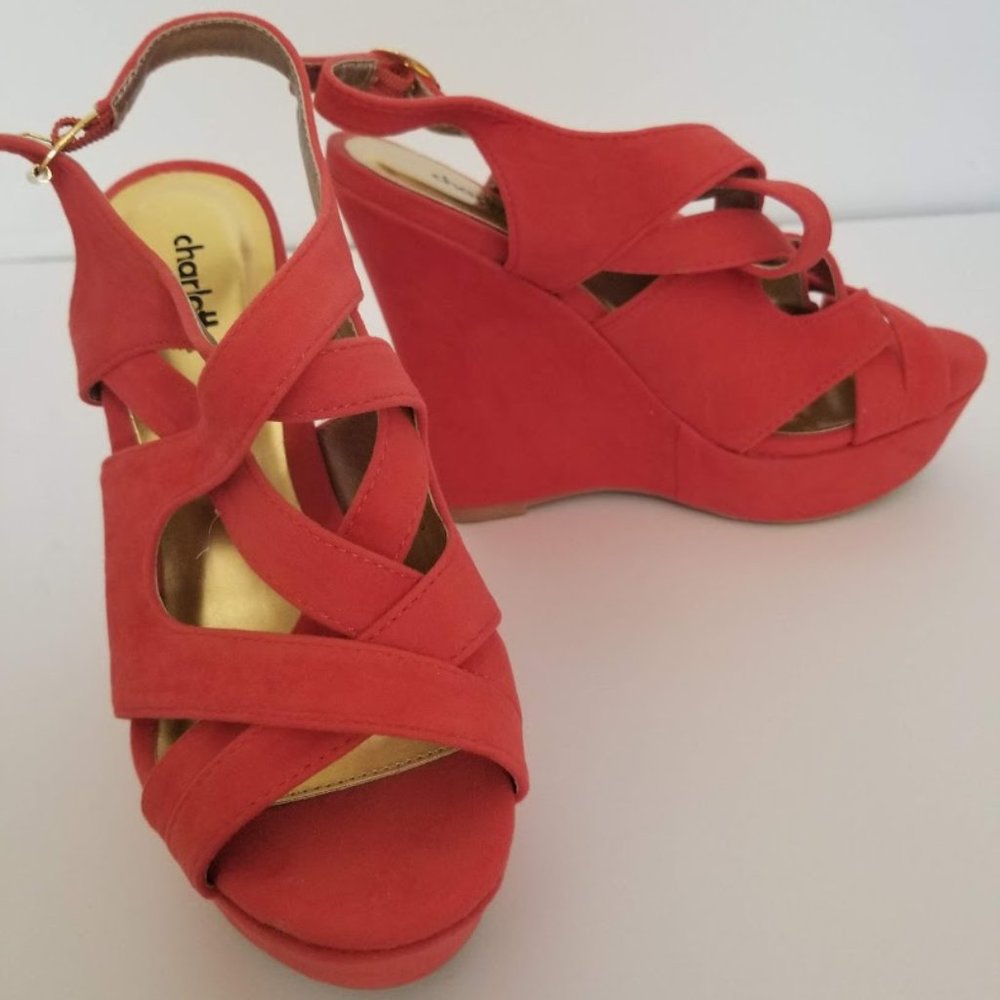 Strappy Orange 5" Wedges by Charlotte Russe